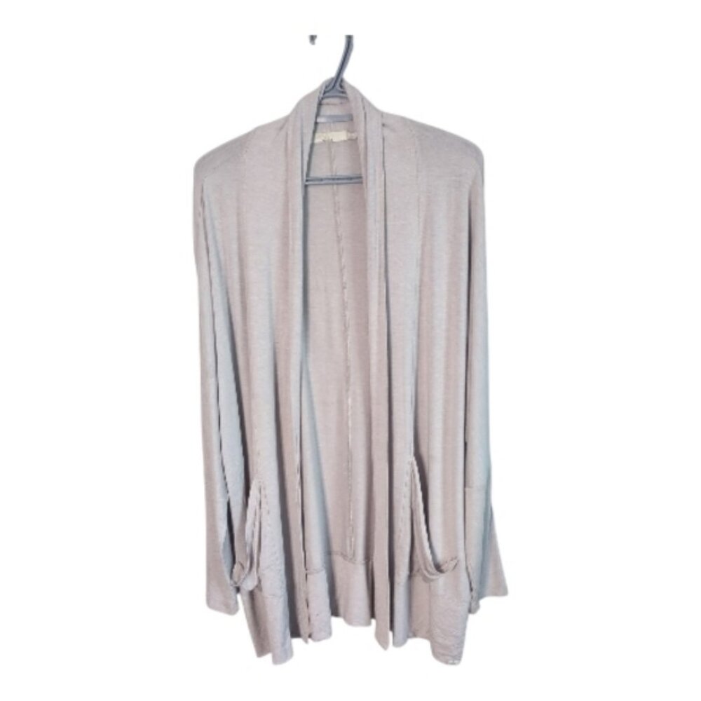 prAna Foundation Wrap Sweater Oatmeal Grey Mix Women's Size Large Modal Blend‎